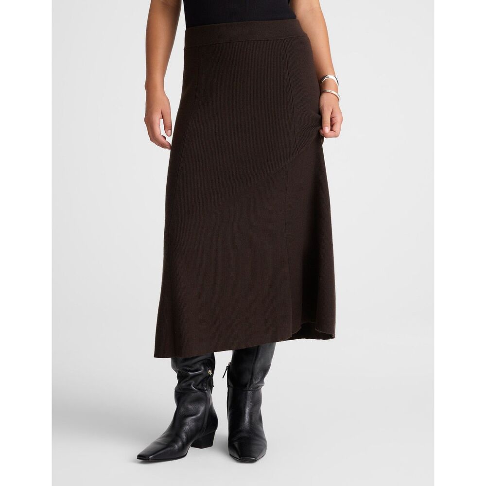 NWT Madewell Merino Wool-Blend Maxi Skirt Molasses -- Large